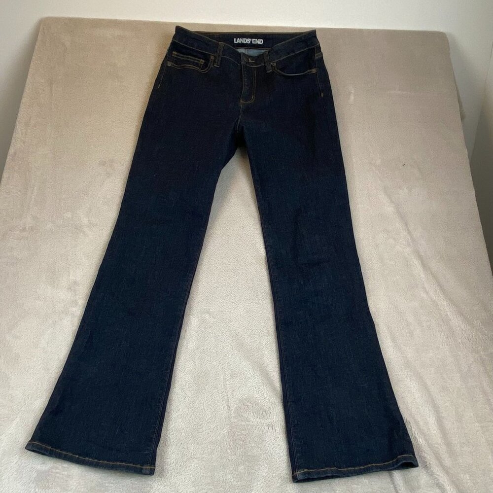 Lands End Womens Jeans Size 30 Mid Rise Curvy Bootcut Blue Cotton Blend - Picture 14 of 15